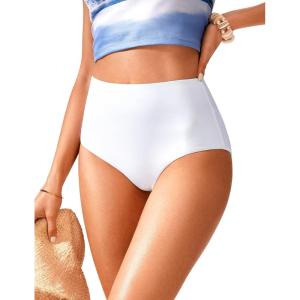 imageCRZ YOGA Womens High Waisted Bikini Bottom Tummy Control Bathing Suit Swimsuit Full Coverage Swim BriefsWhite