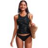 imageCRZ YOGA Racerback Tankini Tops for Women High Neck Modest Bathing Swim Suits Sporty Tank Only No BottomJungle Camouflage Gray