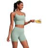 imageCRZ YOGA Womens 6 Swim Board Shorts High Waisted Quick Dry Bathing Bottoms Swimsuit Trunks with Liner and PocketsGreen Palm Court