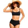 imageCRZ YOGA Womens Bikini Top AC Adjustable Spaghetti Straps Bathing Suit Scoop Neck Padded Swimsuit BraBlack