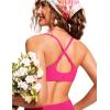 imageCRZ YOGA Womens Bikini Top AC Adjustable Spaghetti Straps Bathing Suit Scoop Neck Padded Swimsuit BraGranita Pink