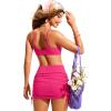 imageCRZ YOGA Womens Bikini Top AC Adjustable Spaghetti Straps Bathing Suit Scoop Neck Padded Swimsuit BraGranita Pink