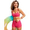 imageCRZ YOGA Womens Bikini Top AC Adjustable Spaghetti Straps Bathing Suit Scoop Neck Padded Swimsuit BraMagenta
