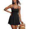 imageCRZ YOGA Womens One Piece Swimsuits Modest Swim Dress Tummy Control Adjustable YBack Straps Athletic Bathing Suit SwimwearBlack