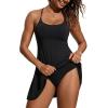 imageCRZ YOGA Womens One Piece Swimsuits Modest Swim Dress Tummy Control Adjustable YBack Straps Athletic Bathing Suit SwimwearBlack