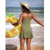imageCRZ YOGA Womens One Piece Swimsuits Modest Swim Dress Tummy Control Adjustable YBack Straps Athletic Bathing Suit SwimwearMoss Green