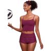 imageCRZ YOGA Womens Scoop Neck Bikini Tops U Back Longline Swimsuit Adjustable Spaghetti Straps Bathing Suit Crop TankiniFuchsia