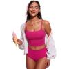 imageCRZ YOGA Womens Scoop Neck Bikini Tops U Back Longline Swimsuit Adjustable Spaghetti Straps Bathing Suit Crop TankiniGranita Pink