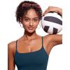 imageCRZ YOGA Womens Scoop Neck Bikini Tops U Back Longline Swimsuit Adjustable Spaghetti Straps Bathing Suit Crop TankiniInsignia Blue