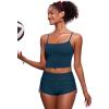 imageCRZ YOGA Womens Scoop Neck Bikini Tops U Back Longline Swimsuit Adjustable Spaghetti Straps Bathing Suit Crop TankiniInsignia Blue