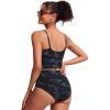 imageCRZ YOGA Womens Scoop Neck Bikini Tops U Back Longline Swimsuit Adjustable Spaghetti Straps Bathing Suit Crop TankiniJungle Camouflage Gray