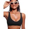 imageCRZ YOGA Womens V Neck Bikini Tops Bathing Suit V Back Wide Straps Swim Bra Padded SwimsuitBlack