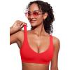 imageCRZ YOGA Womens V Neck Bikini Tops Bathing Suit V Back Wide Straps Swim Bra Padded SwimsuitDeep Red