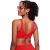 imageCRZ YOGA Womens V Neck Bikini Tops Bathing Suit V Back Wide Straps Swim Bra Padded SwimsuitDeep Red