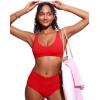 imageCRZ YOGA Womens V Neck Bikini Tops Bathing Suit V Back Wide Straps Swim Bra Padded SwimsuitDeep Red