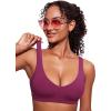 imageCRZ YOGA Womens V Neck Bikini Tops Bathing Suit V Back Wide Straps Swim Bra Padded SwimsuitFuchsia