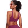 imageCRZ YOGA Womens V Neck Bikini Tops Bathing Suit V Back Wide Straps Swim Bra Padded SwimsuitFuchsia