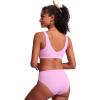 imageCRZ YOGA Womens V Neck Bikini Tops Bathing Suit V Back Wide Straps Swim Bra Padded SwimsuitVita Pink