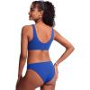 imageCRZ YOGA Womens V Neck Bikini Tops Bathing Suit V Back Wide Straps Swim Bra Padded SwimsuitWaves Blue