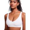 imageCRZ YOGA Womens V Neck Bikini Tops Bathing Suit V Back Wide Straps Swim Bra Padded SwimsuitWhite