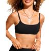 imageCRZ YOGA Womens Bikini Top AC Adjustable Spaghetti Straps Bathing Suit Scoop Neck Padded Swimsuit BraBlack