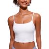 imageCRZ YOGA Womens Scoop Neck Bikini Tops U Back Longline Swimsuit Adjustable Spaghetti Straps Bathing Suit Crop TankiniWhite