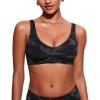 imageCRZ YOGA Womens V Neck Bikini Tops Bathing Suit V Back Wide Straps Swim Bra Padded SwimsuitJungle Camouflage Gray