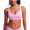 imageCRZ YOGA Womens V Neck Bikini Tops Bathing Suit V Back Wide Straps Swim Bra Padded SwimsuitVita Pink