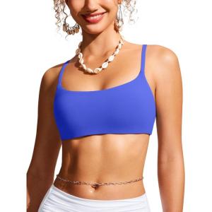imageCRZ YOGA Womens Bikini Top AC Adjustable Spaghetti Straps Bathing Suit Scoop Neck Padded Swimsuit BraMilky Way Purple