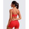 imageCRZ YOGA Butterluxe VNeck Sports Bras for Women  Adjustable Thin Straps Padded Yoga Top Basic Wireless CamisoleDeep Red