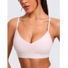 imageCRZ YOGA Butterluxe VNeck Sports Bras for Women  Adjustable Thin Straps Padded Yoga Top Basic Wireless CamisoleStrawberry Pink