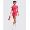 imageCRZ YOGA High Waisted Golf Skirts for Women A Line Tennis Athletic Casual Skort with Inner Shorts PocketsLip Gloss Pink