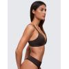 imageCRZ YOGA Softhold Womens Double Lined Triangle Bralette  Adjustable Straps Unlined Wireless Cami Plunge TShirt Everyday BraHot Fudge Brown