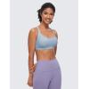 imageCRZ YOGA Strappy Sports Bras for Women  Criss Cross Back Wireless Padded Yoga Workout Cami TopCambric Blue