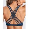 imageCRZ YOGA Strappy Sports Bras for Women  Criss Cross Back Wireless Padded Yoga Workout Cami TopFrench Navy