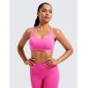 imageCRZ YOGA Strappy Sports Bras for Women  Criss Cross Back Wireless Padded Yoga Workout Cami TopHibiscus Purple