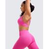 imageCRZ YOGA Strappy Sports Bras for Women  Criss Cross Back Wireless Padded Yoga Workout Cami TopHibiscus Purple