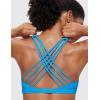 imageCRZ YOGA Strappy Sports Bras for Women  Criss Cross Back Wireless Padded Yoga Workout Cami TopMadagascar Blue