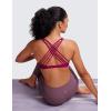 imageCRZ YOGA Strappy Sports Bras for Women  Criss Cross Back Wireless Padded Yoga Workout Cami TopMagenta Purple