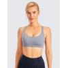 imageCRZ YOGA Strappy Sports Bras for Women  Criss Cross Back Wireless Padded Yoga Workout Cami TopSleet