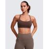 imageCRZ YOGA Strappy Sports Bras for Women  Criss Cross Back Wireless Padded Yoga Workout Cami TopTaupe