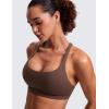 imageCRZ YOGA Strappy Sports Bras for Women  Criss Cross Back Wireless Padded Yoga Workout Cami TopTaupe