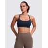 imageCRZ YOGA Strappy Sports Bras for Women  Criss Cross Back Wireless Padded Yoga Workout Cami TopTrue Navy