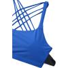 imageCRZ YOGA Strappy Sports Bras for Women  Criss Cross Back Wireless Padded Yoga Workout Cami TopWaves Blue