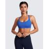 imageCRZ YOGA Strappy Sports Bras for Women  Criss Cross Back Wireless Padded Yoga Workout Cami TopWaves Blue