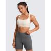 imageCRZ YOGA Strappy Sports Bras for Women  Criss Cross Back Wireless Padded Yoga Workout Cami TopWhite Apricot