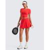imageCRZ YOGA Tennis Skirt for Women High Waisted Flowy Golf Pickleball Athletic Casual A Line Skorts with PocketsDeep Red