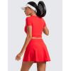 imageCRZ YOGA Tennis Skirt for Women High Waisted Flowy Golf Pickleball Athletic Casual A Line Skorts with PocketsDeep Red