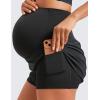 imageCRZ YOGA Women 2 in 1 Maternity Workout Shorts Over Belly 3 Split Soft Athletic Running Casual Pregnancy with PocketsBlack