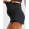 imageCRZ YOGA Women 2 in 1 Maternity Workout Shorts Over Belly 3 Split Soft Athletic Running Casual Pregnancy with PocketsBlack